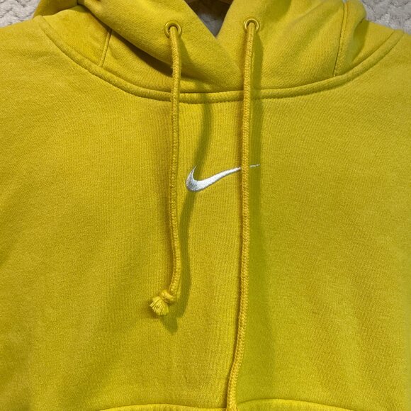 Nike Center Swoosh Yellow Oversized Boxy Pullover Hoodie Streetwear Small - Picture 4 of 10